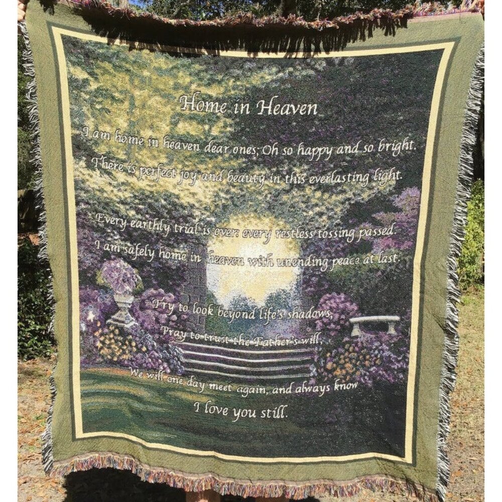 Home in Heaven Memorial Blanket Tapestry Throw 60x54 Grieving Death of Loved One
